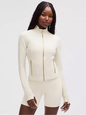 lululemon athletica Define Nulu Cream Zip-Up Jacket with Gold Hardware